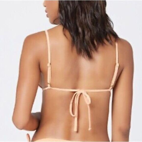 L*SPACE Peach Terrycloth Triangle String Bikini Set Brittany Lennox XS Small New - Picture 4 of 12